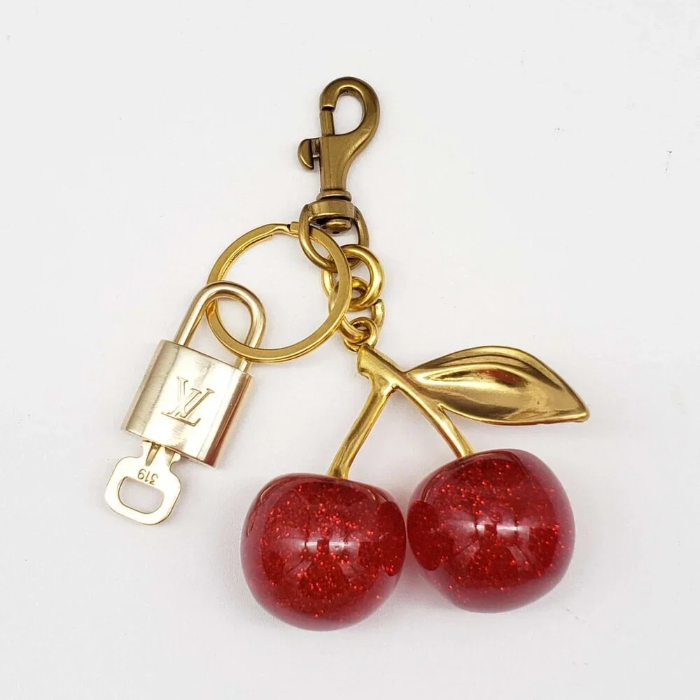 Louis Vuitton Gold Padlock 🔒 Key Set Authentic LV w/ Unbranded Cherry Keychain